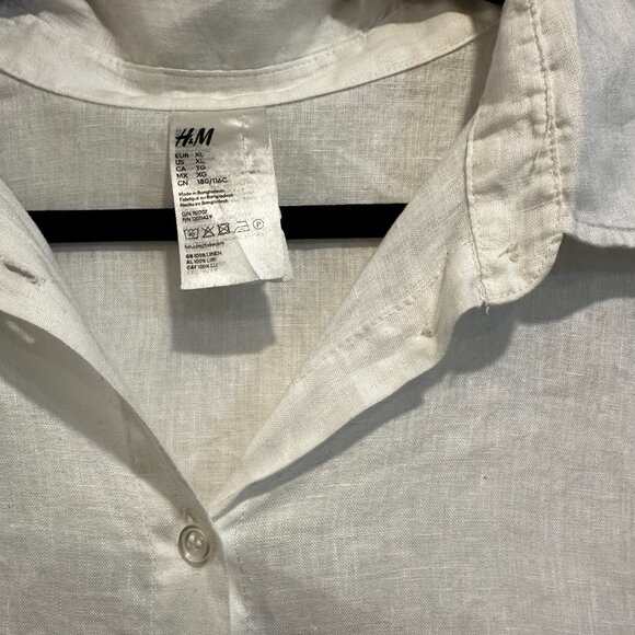 H&M White Linen Long Sleeve XL - Picture 3 of 4